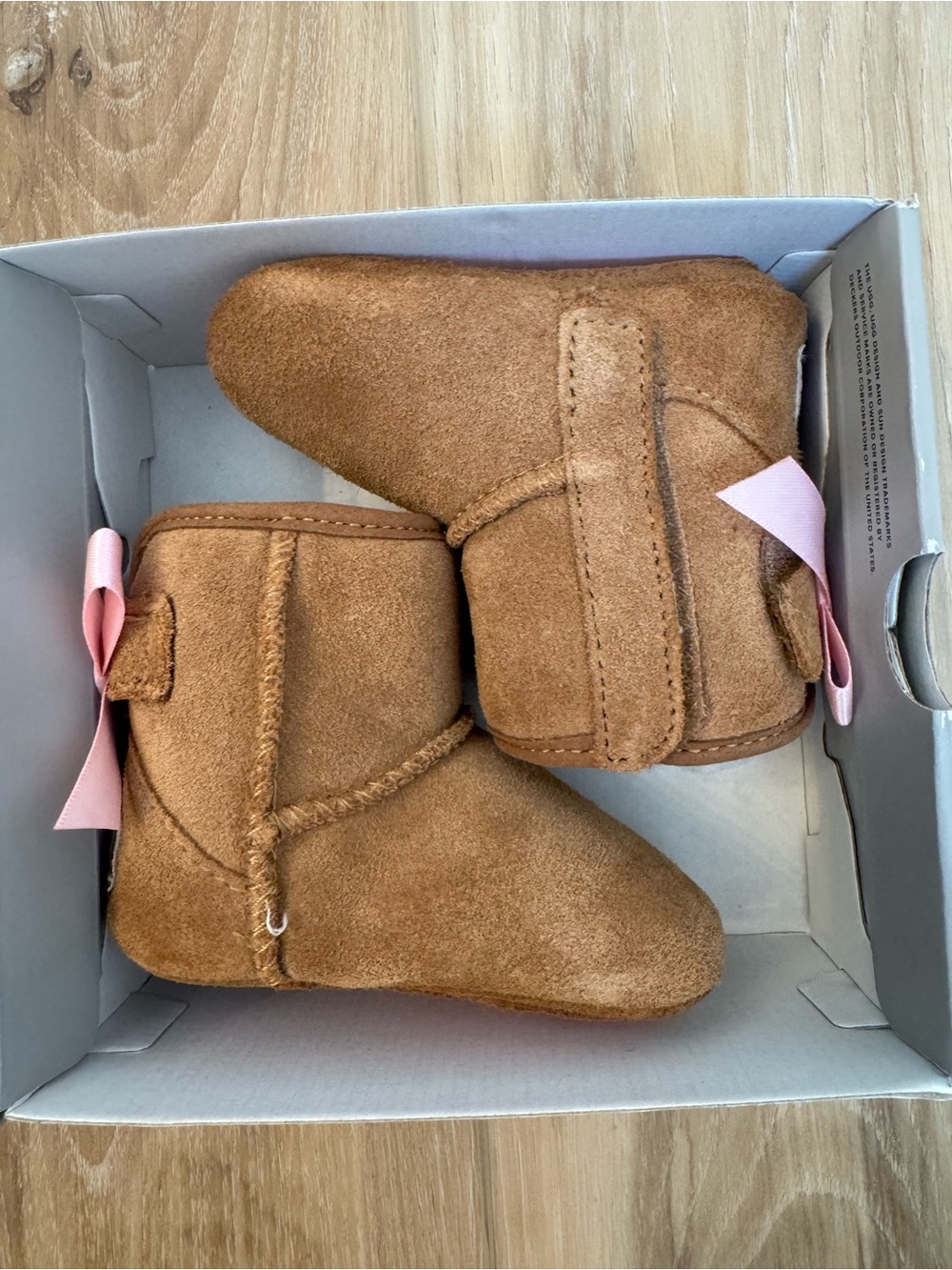 UGG Jesse Bow II Baby Boots 0/1 0-6 Months Chestnut Pink Bow w/ Box 1018452I